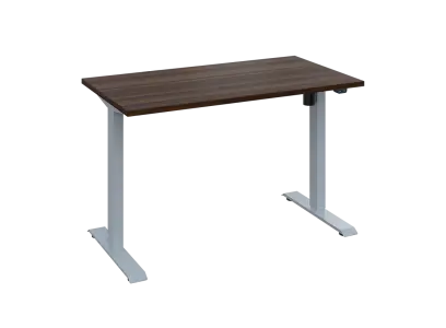 Flexi 27-12 výškově nastavitelný stůl, kovová podnož stříbrná, deska 25 mm, široký 1200 mm, ořech královský